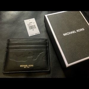 Michael Kors Black Leather Card Holder Wallet